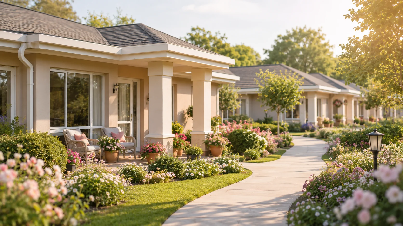 Kosmos retirement village garden exterior in Standerton
